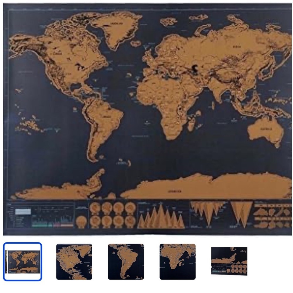 NEW Scratch World Map Deluxe Edition Black Gold Travel Map 82.5 x 59.4cm
